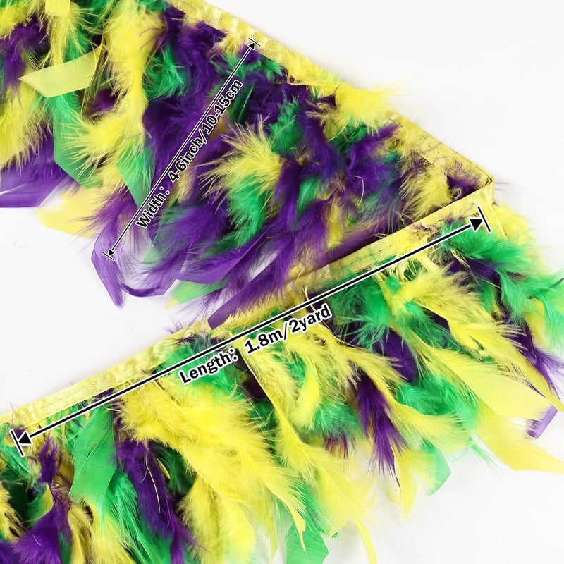 whitefeather 4 Yards Turkey Feather Trim - 4~6in Fashion Dress Sewing - Natural Fluffy Feather Trim Fringe for Party Clothing DIY Sewing Craft Wedding Dress (Mardi gras) - Image 3
